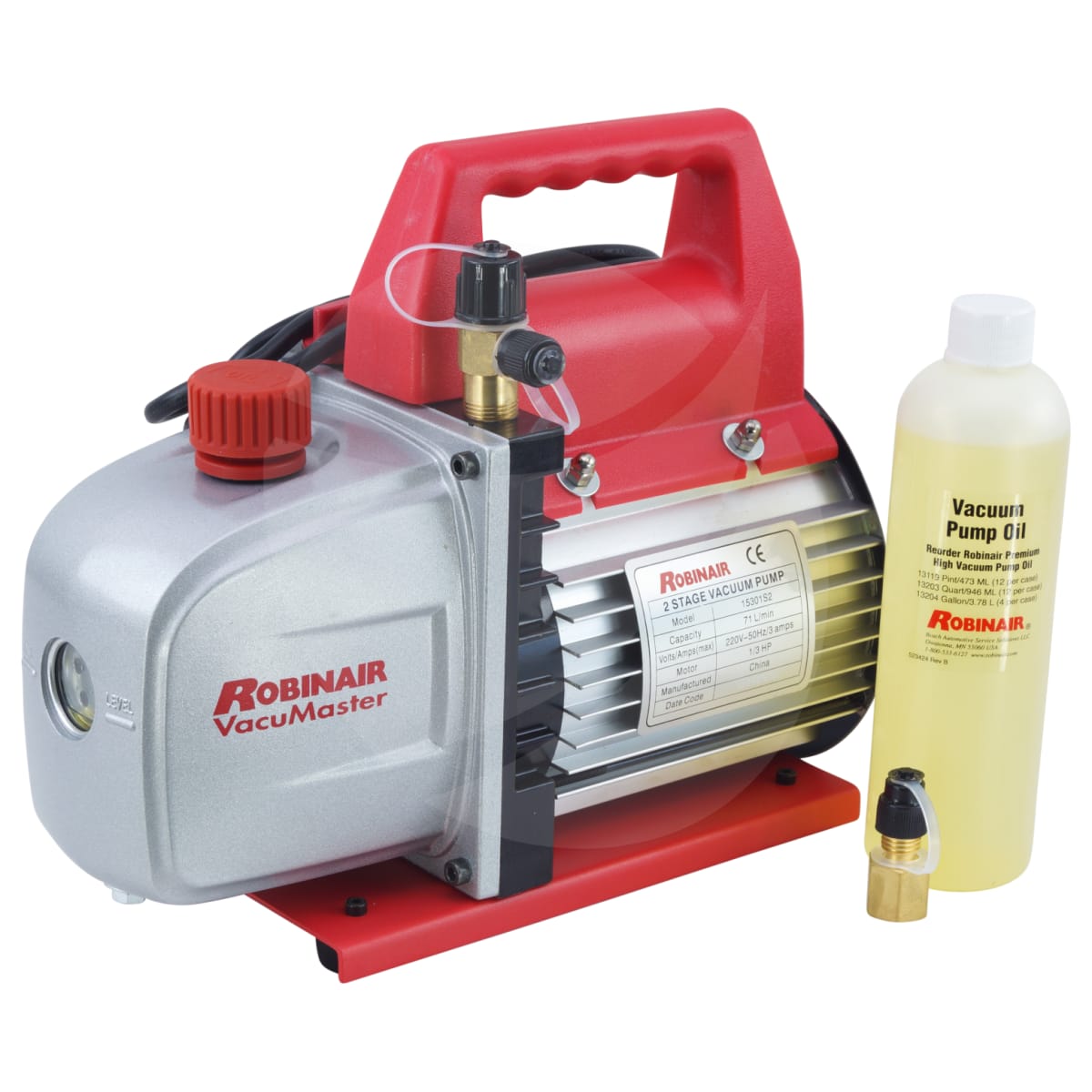 VACUUM PUMP, ROBINAIR, R12, R134A, 71LPM, 3CFM, VACUMASTER, 2STAGE